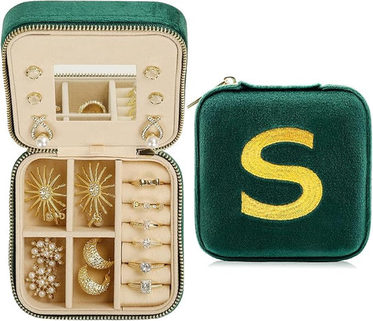 Jenria Mothers Day Gifts for Mon, Travel Jewelry Case for Women, Jewelry Organizer, Jewelry Box, Unique Gifts, Personalized Gifts for Her, Birthday Gifts for Mom, Teen Girl, Girlfriend, Green, S-NeatNest