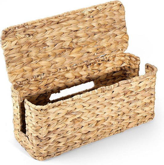 Cable Management Box Water Hyacinth Cable Organizer Box and Power Strip Box for Electrical Cord Management Desk Cord Hider and Floor Cable Management