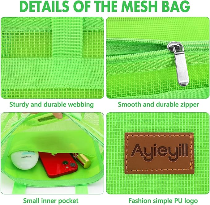 Shower Caddy Portable, Mesh Shower Caddy Tote Bag Quick Dry Hanging Toiletry and Bath Organizer for College Dorm, Gym, Beach, Travel or Camping with Zipper (A-Green)-NeatNest