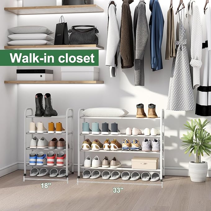 Expandable Shoe Rack, 4-Tier Expandable Metal Shoe Rack,Shoe Shelf for Closet, Entryway & Hallway-NeatNest