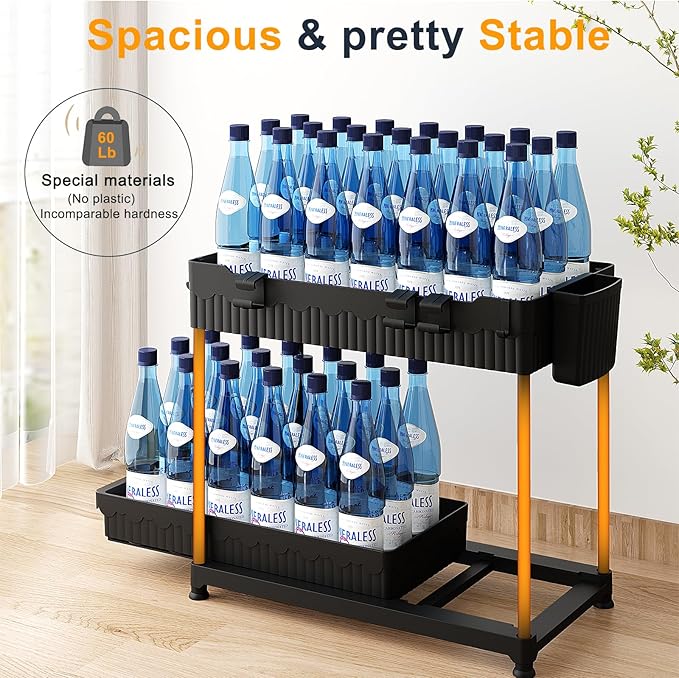 3 Pack Under Sink Organizers, 2-Tier Multi-Use Kitchen and Bathroom Organizers and Storage with Sliding Drawers，Bathroom Cabinet Organizer (Black, 14.8 Inch)-NeatNest