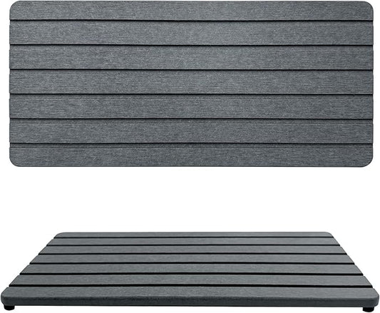 2 PCS Fast-Drying Sink Stone Tray, 12" x 5.5" Super Absorbent Diatomite Coasters, Grooved Design, Water Absorbing Stone Used for Hand Soaps & Plants & Toiletries in The Modern Home-NeatNest