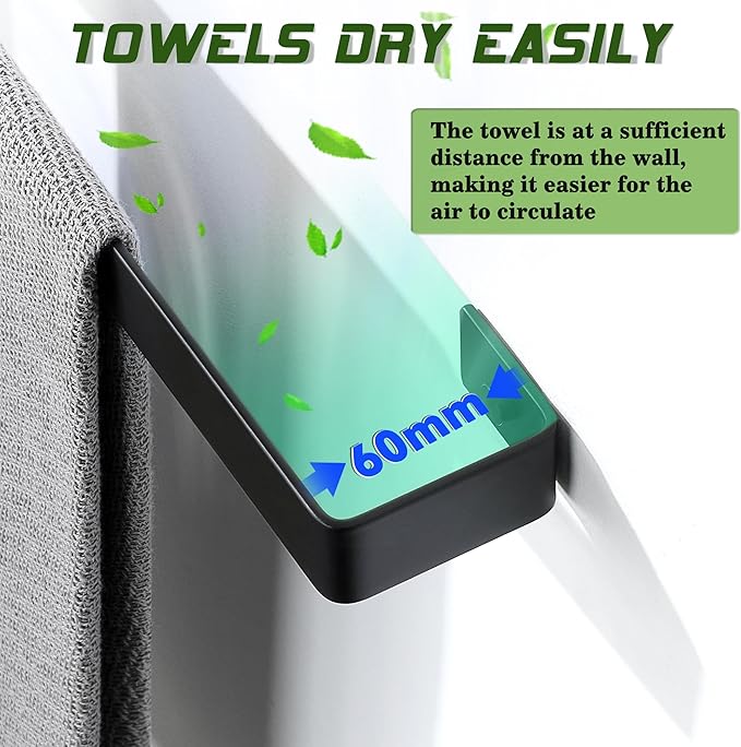 Alise Bath Hand Towel Holder Black Towel Bar for Bathroom Wall Mount,SUS304 Stainless Steel Towel Rack for Bathroom and Lavatory,Kitchen,16'' Towel Hanger Towel Rail