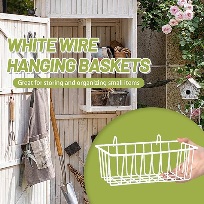 3 Pack Wire Baskets,Metal Wire Storage Basket,Wall Hanging Bin and Display Basket for Kitchen,Cabinet,Pantry,Bathroom,Home Decor Supplies,Potted Plants,White