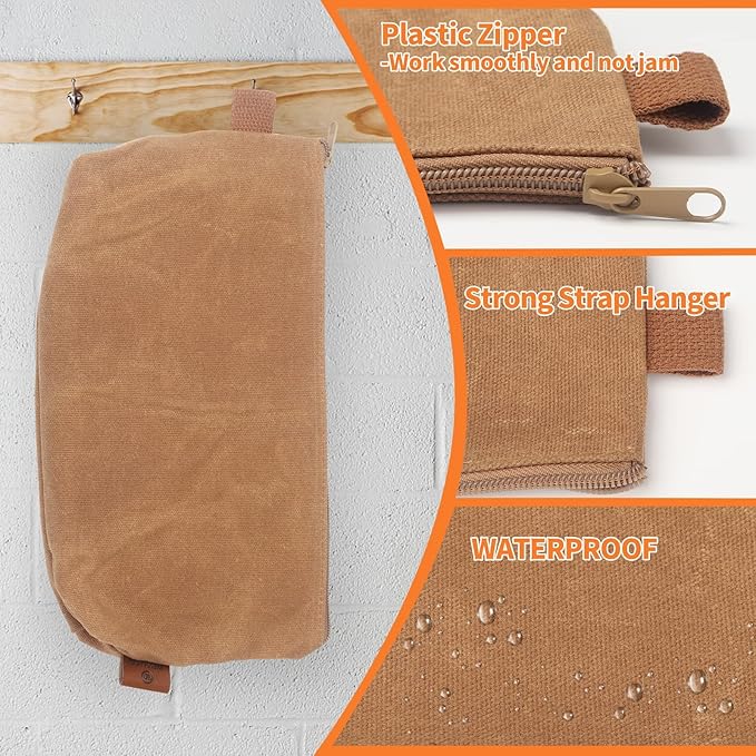 Canvas Zipper Pouch, 3 Pack Small Tool Pouch Organizer, Heavy Duty 16OZ Waxed Canvas Mini Zipper Bag Pouch, 5.7/6.7/12.3 Inch Tool Multipurpose Water Resistant Storage Pouches-NeatNest