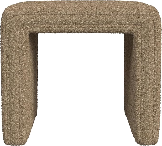 HomePop Modern Channel Tufted Ottoman Home Décor|Ottoman for Living Room & Bedroom - Brown Boucle