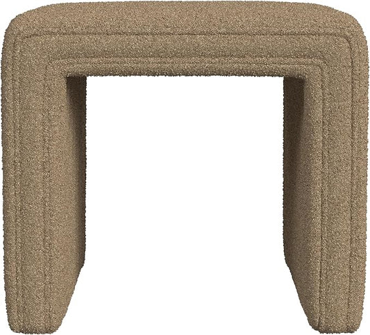 HomePop Modern Channel Tufted Ottoman Home Décor|Ottoman for Living Room & Bedroom - Brown Boucle