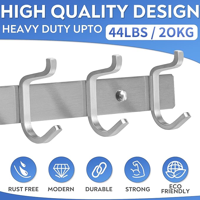 GlazieVault Black Coat Rack Wall Mount - Stainless Steel Coat Hooks for Wall (2 Pack) - Heavy Duty Coat Hanger Wall Mount for Hat Towel Jacket Clothes for Bathroom Door Hooks-NeatNest