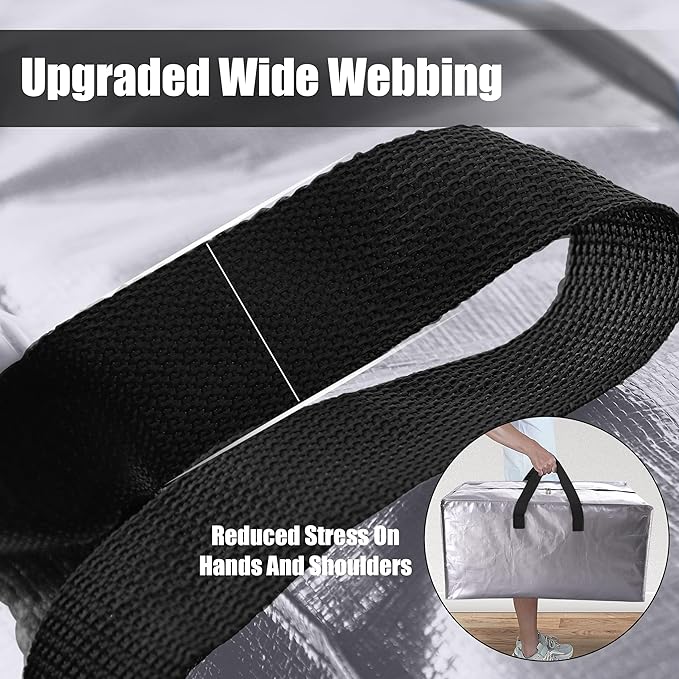 Cosy Family 8 Pack Heavy Duty Extra Large Moving Bags with Backpack Straps - Strong Handles & Zippers, Storage Totes For Space Saving, Fold Flat, Alternative to Moving Box (40 gal, Silver)-NeatNest