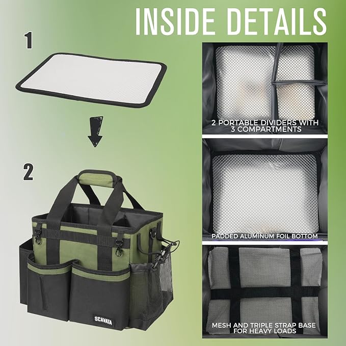 Compact Wearable Cleaning Caddy, Small Cleaning Caddy Supplies Organizer with Handle & Shoulder Straps for Housekeepers, Under Sink & Car Cleaning Tool Organizers Bag (Armygreen)-NeatNest