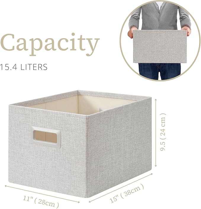 DECOMOMO Storage Bins for Shelves Robust Fabric Closet Bins for Shelves Toy Storage Clothes Books (Pack of 3 – Light Grey)-NeatNest