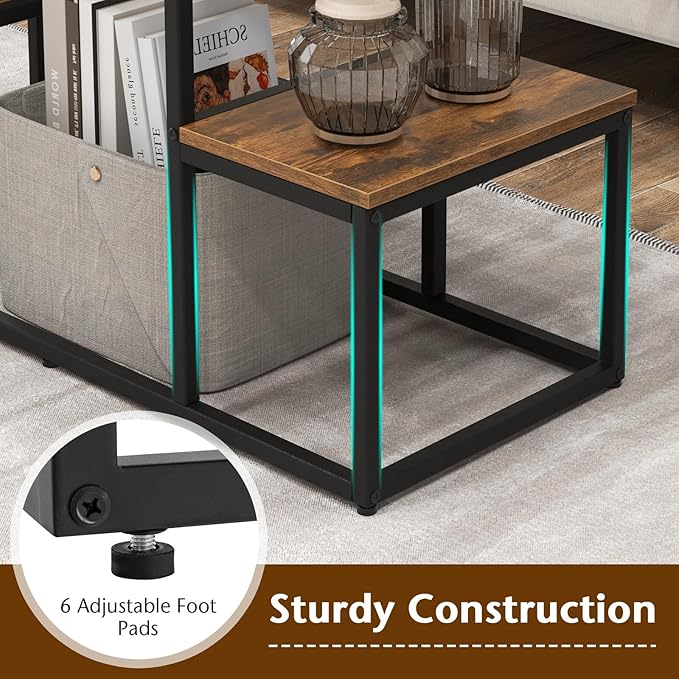 Giantex TV Stand for 50-Inches TVs - Industrial Sofa Table with Open Storage Shelves, 2-Tier Display Rack, Entertainment Center for Living Room, Bedroom, Entryway, Console Table, Rustic Brown-NeatNest
