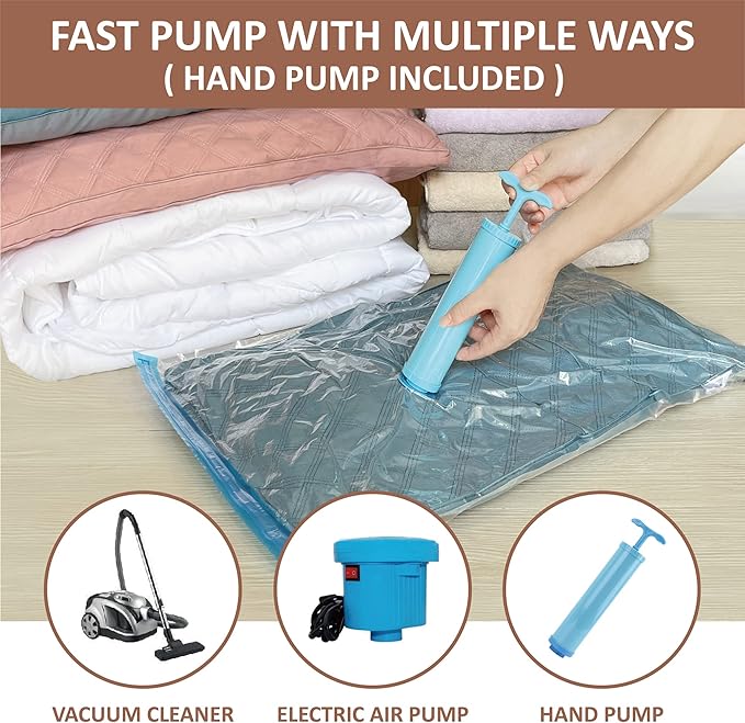 10 Small Vacuum Storage Bags with Travel Hand Pump, Small Vacuum Seal Bags for Clothing, Space Saver Bags for Clothes-NeatNest