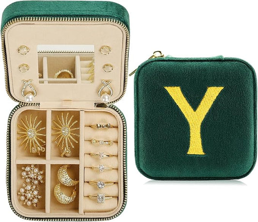 Jenria Mothers Day Gifts for Mon, Travel Jewelry Case for Women, Jewelry Organizer, Jewelry Box, Unique Gifts, Personalized Gifts for Her, Birthday Gifts for Mom, Teen Girl, Girlfriend, Green, Y-NeatNest
