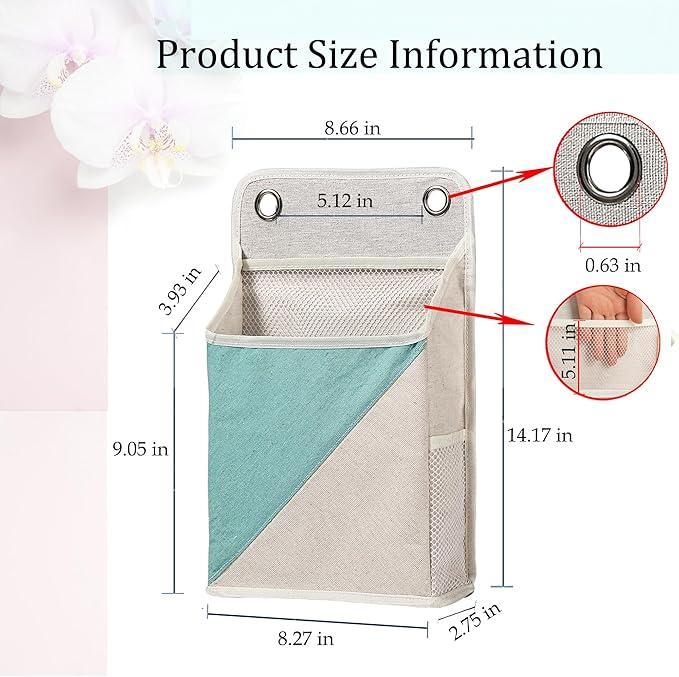 2pcs Wall Hanging Storage Organizer Bag, Hanging Baskets with Pockets for Wall organizing, Storage Hanging Bag for Bedroom, Dormitory, Study Room, Bathroom(Green/White)-NeatNest