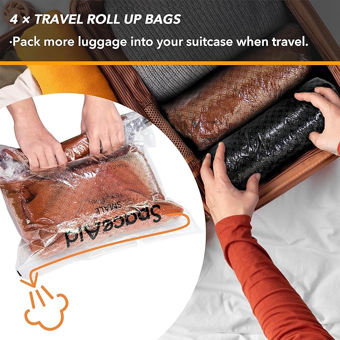 SpaceAid 20 Pack Vacuum Storage Bags, Space Saver Sealer Compression Bags for Comforters, Blankets, Pillows, Bedding, Clothes (4 Jumbo/4 Large/4 Medium/4 Small/4 Roll)-NeatNest