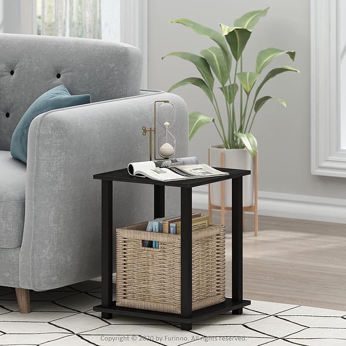 Furinno Simplistic Set of 2 End Table, Americano/Black-NeatNest