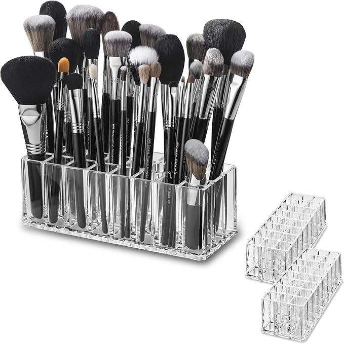 byAlegory Acrylic Makeup Beauty Brush Organizer | 24 Space Cosmetic Storage (CLEAR)-NeatNest