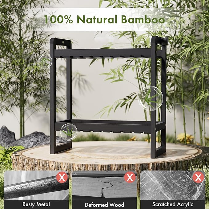 AmazerBath Bamboo Over The Toilet Storage Shelf - 2-Tier Bathroom Organizers and Storage Shelves, 2 in 1 Dual Stable Above Over Toilet Bathrooms Shelf Home Storages Rack for Small Bathroom, Black-NeatNest
