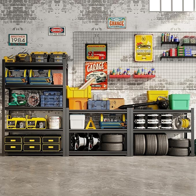 63''H Garage Shelving Heavy Duty, 1600LBS Storage Shelves, 5-Tier Adjustable Metal Shelve Storage Shelf Rack, Industrial Shelving Unit for Garage, Warehouse, Basement (23" W x 15.7" D x 63" H)-NeatNest