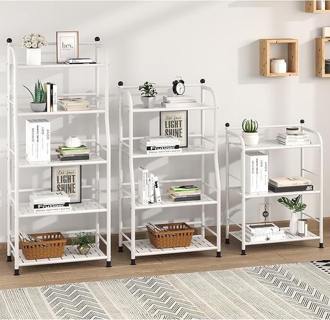 3 Tier Bathroom Storage Open Shelf Unit, Free-Standing Matte Metal Corner Rack Shelving for Kitchen, Living Room, Hallway (Matte White, 3 Tier)-NeatNest
