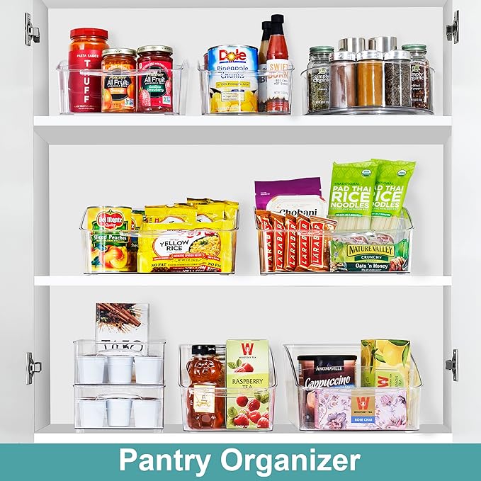 Sorbus Fridge Organizer on Wheels - Rolling Fridge Organizers and Storage Clear Design with Dividers & Handles for Kitchen Organization and Storage (Curved Top, Small - 1 Pack)