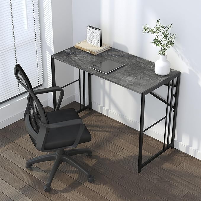 Folding Desk 40 inch Writing Gaming Computer Camping Desk, No Assembly Required Home Office Table, Grey-NeatNest