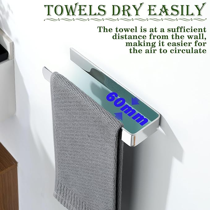 Alise Hand Towel Holder Self Adhesive Towel Bar Towel Hanger for Bathroom Wall,SUS304 Stainless Steel Polished Chrome Towel Rack Towel Ring for Kitchen Cabinet Glass Door Wash Basin Side,No Drilling