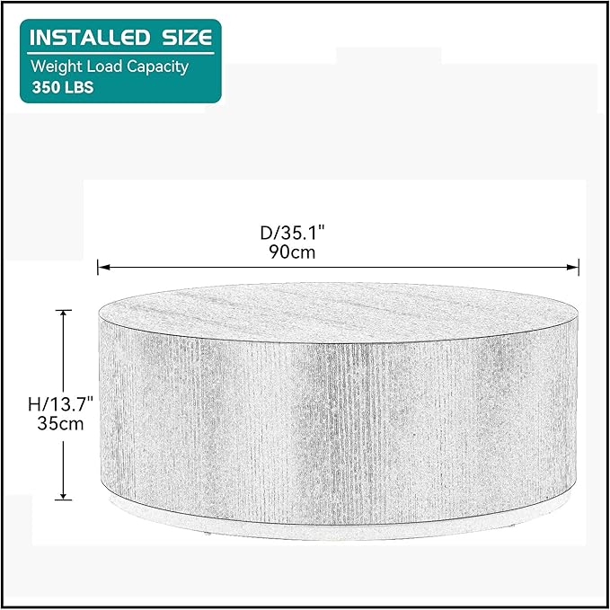 kevinplus Black Coffee Table Side Table End Table for Living Room, Drum Round Circle Wood Coffee Table Modern Contemporary Coffee Table for Apartment Office, Black & Gold