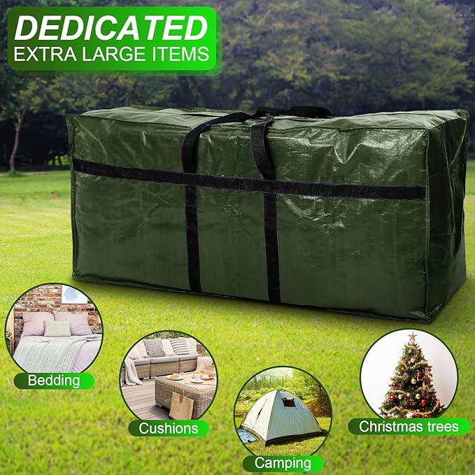 2 Pcs 66 Gallon Extra Large Moving Bags Storage Bags with Zipper and Handles Heavy Duty Duffle Bag Foldable Tote Bag for College Dorm Travel Clothes Blankets Bedding Moving(Army Green)