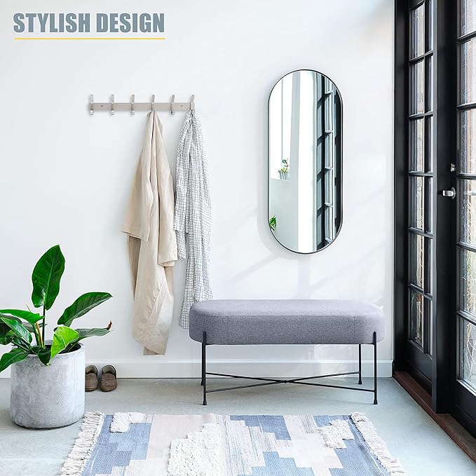 Coat Rack Wall Mount – Brushed Nickel 17 Inch Stainless Steel Hook Rail with 6 Heavy Duty Double Coat Hooks – Wall Mounted Coat Hanger for Entryway, Bathroom, Bedroom, Towel, Hat Organizer - 3 Pack-NeatNest