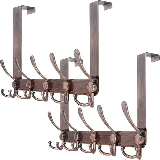 WEBI Over The Door Hooks for Hanging,Door Hanger,Over Door Towel Rack,Door Coat Hanger Door Coat Rack for Clothes,Back of Bathroom,Antique Copper,2 Packs
