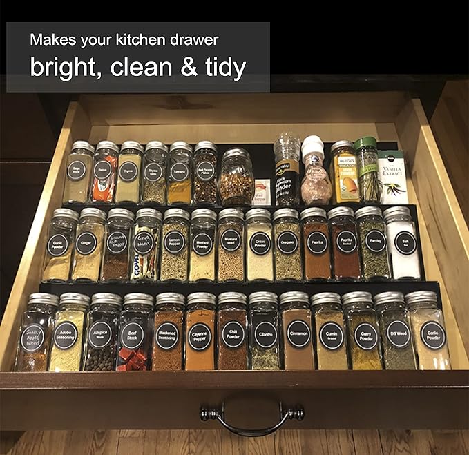 Artibear Expandable Drawer Spice Rack Organizer for 8" to 24" Kitchen Cabinets Drawer Tray Insert, Set of 9-NeatNest