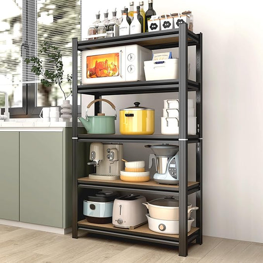 Space-Saving Kitchen Storage Shelf Unit,5-Tier Adjustable Pantry Organizer,1100LBS Capacity,11.8" D x 29.5" W x 57.4" H,Rustproof Steel Shelves