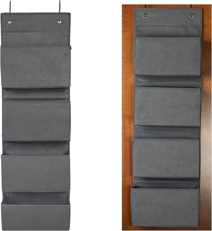 Joyful Moose Over the Door Hanging Organizer Closet Storage Bins Grey-NeatNest