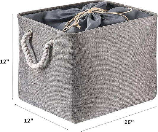 combocube 16 x 12 x 12 Inch Fabric Storage Bins for Shelves, Linen Storage Organizer Storage Basket with Ropes for Laundry, Home, Closet, Office, Clothes, Toys Organizer-NeatNest