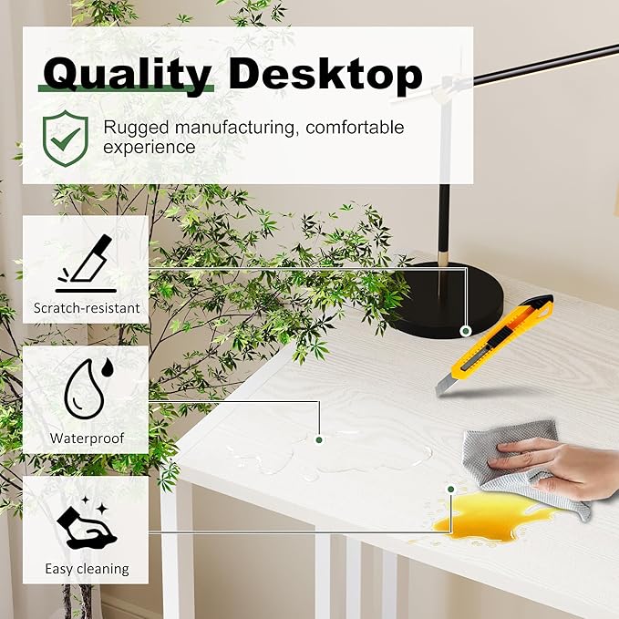 35 inch Small Folding Desk, Writing Gaming Computer Camping Desk for Small Spaces, No Assembly Required Home Office Table, Natural and White-NeatNest
