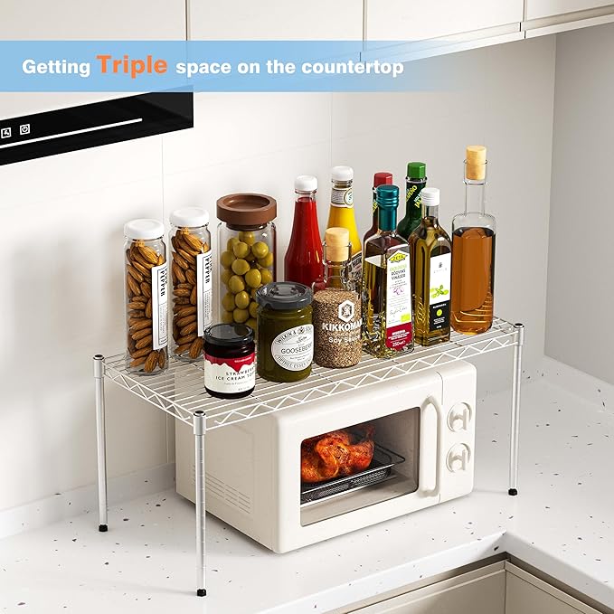 1-Tier Wire Shelf Rack,30" Wx14 Dx17 H,Single Metal Shelves Rack,Height Adjustable Metal Wire Shelving Unit and Storage KOR Kitchen,Cabinet,Countertop,Under-Sink,Closet,Pantry,Studio-NeatNest