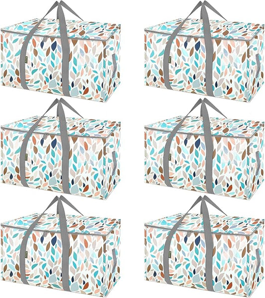 BALEINE 6-Pack Oversized Moving Bags with Reinforced Handles, Heavy-Duty Storage Tote for Clothes, Moving Supplies (Mosaic, 6-Pack)-NeatNest