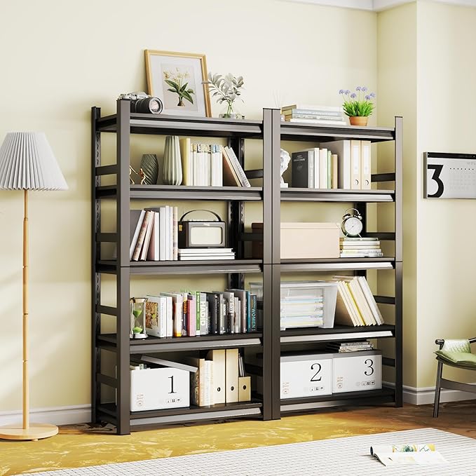 Bookshelf, 5 Tier Bookshelves, Tall Book Shelf For CDs/Movies/Books, Bookcase Shelf Storage Organizer Adjustable Bookshelf For Bedroom/Living Room/Home Office (with fence-63"H*32"W*15.7"D)-NeatNest