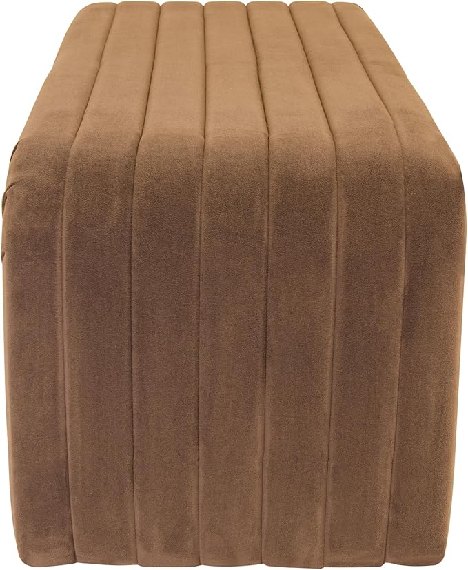 HomePop Arch Channel Bench|Bench for Living Room & Bedroom | Decorative Home Furniture - Rust Orange Velvet