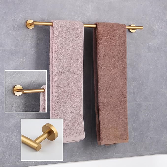 GERZWY Gold Towel Bar 30-Inch Stainless Steel Bathroom Towel Rail Wall Mounted Hand Towel Holder AG1101C75-BE