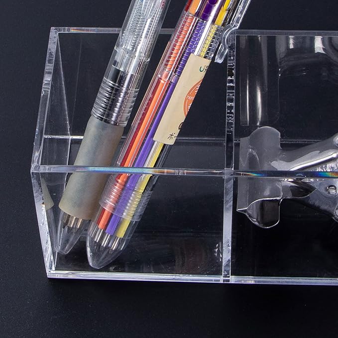 dedoot Clear Drawer Organizer, 6 Compartments Acrylic Organizer Durable Plastic Square Cube Storage Bin for Makeup, Jewelry, Pen, Small Items, 15x2.5x2.6inches-NeatNest