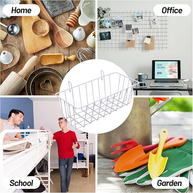 3 Pack Wire Baskets,Metal Wire Storage Basket,Wall Hanging Bin and Display Basket for Kitchen,Cabinet,Pantry,Bathroom,Home Decor Supplies,Potted Plants,White