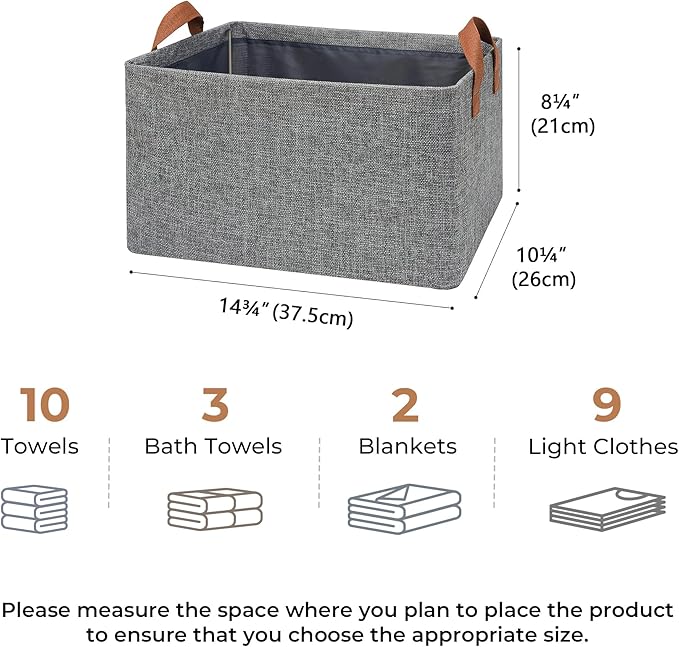 GRANNY SAYS Storage Baskets for Shelves, Closet Organizer Bins, Clothes Storage Bins with Metal Frame, Large Baskets for Organizing and Storage, Collapsible, Gray, 2-Pack-NeatNest