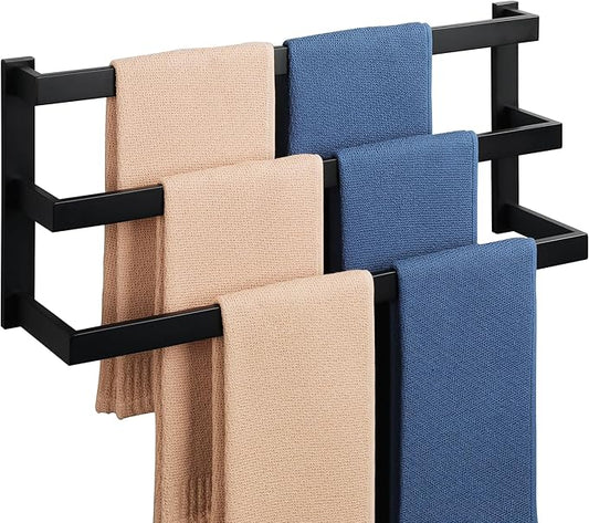 Alise Bath 3 Towel Bars Towel Racks for Bathroom Lavatory Wall Mount,Towel Hanger SUS304 Stainless Steel Towel Holder Towel Rail 23.2 Inch,Matte Black,GOY003-B