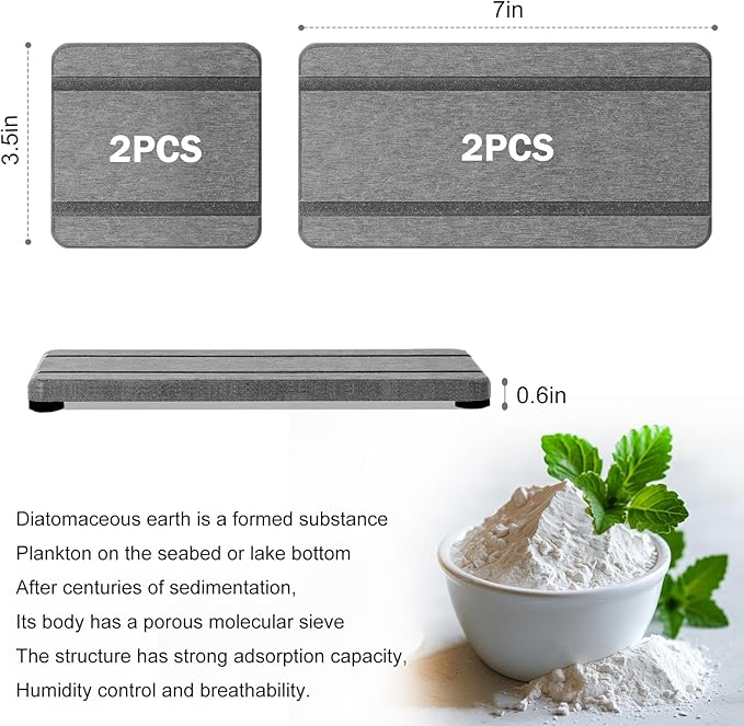 4PCS Stone Drying Trays for Bathroom Sink and Kitchen Counter - Water Absorbing Stone Tray with Diatomaceous Earth, Soap Dish and Coaster-NeatNest