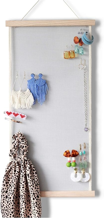 Heesch Earring Organizer Holder Display Wall Mount Hanging Jewelry Stud Earrings Necklaces Holder for Women Girls Hair Clips Hanger-NeatNest