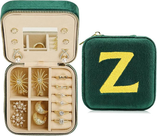 Jenria Mothers Day Gifts for Mon, Travel Jewelry Case for Women, Jewelry Organizer, Jewelry Box, Unique Gifts, Personalized Gifts for Her, Birthday Gifts for Mom, Teen Girl, Girlfriend, Green, Z-NeatNest