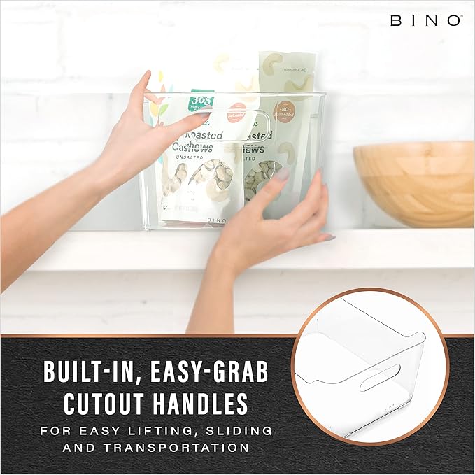 BINO | The SOHO Collection Plastic Storage Bins, X-Small - 2 Pack, Clear | Pantry and Fridge Organizer Containers, Kitchen Cabinet and Medicine Cabinet Bins-NeatNest